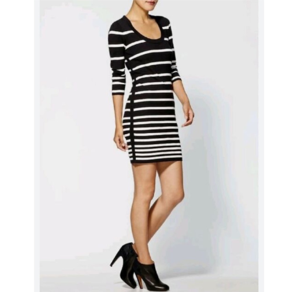 Rag & Bone Knit Striped Black & White Bodycon Mini Dress Size Small